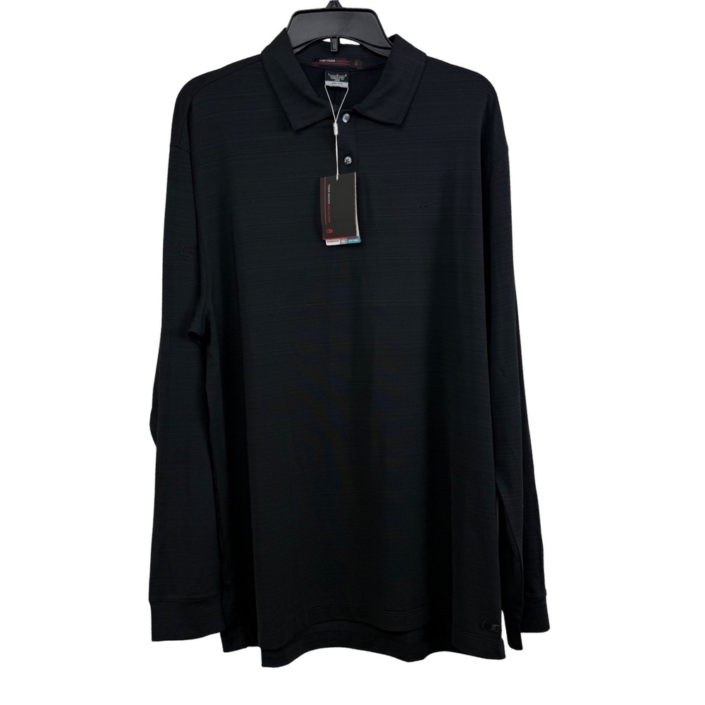 NWT Nike Tiger Woods Dri-Fit Long Sleeve Golf Polo Shirt Mens Large Black Mets